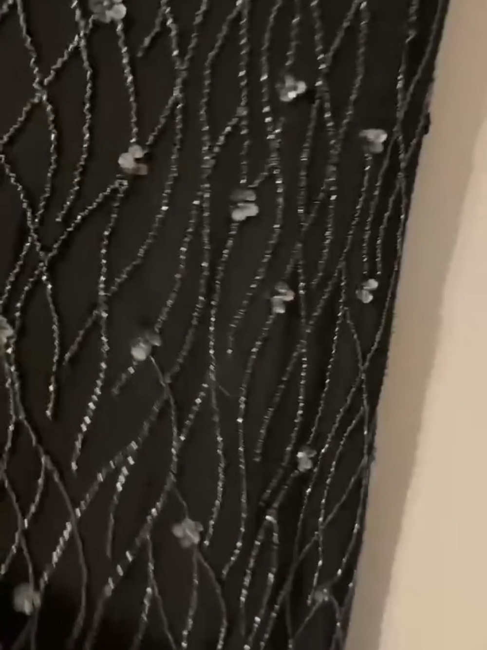 Adrianna Papell Black Beaded Midi Dress with V-Neck - Picture 4 of 6